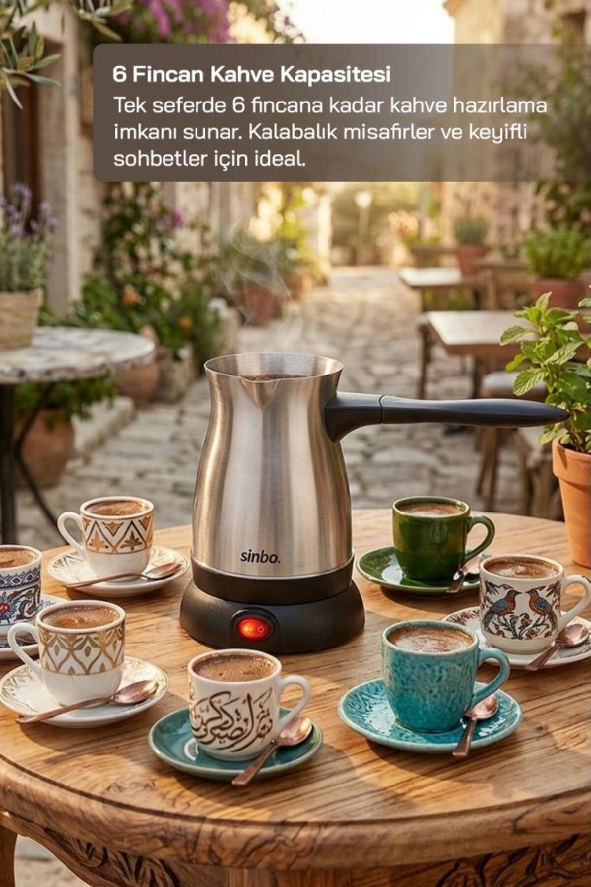 SCM-9038 Electric Turkish Coffee Maker Stainless Steel Coffee Pot 5 Cups 500 ml