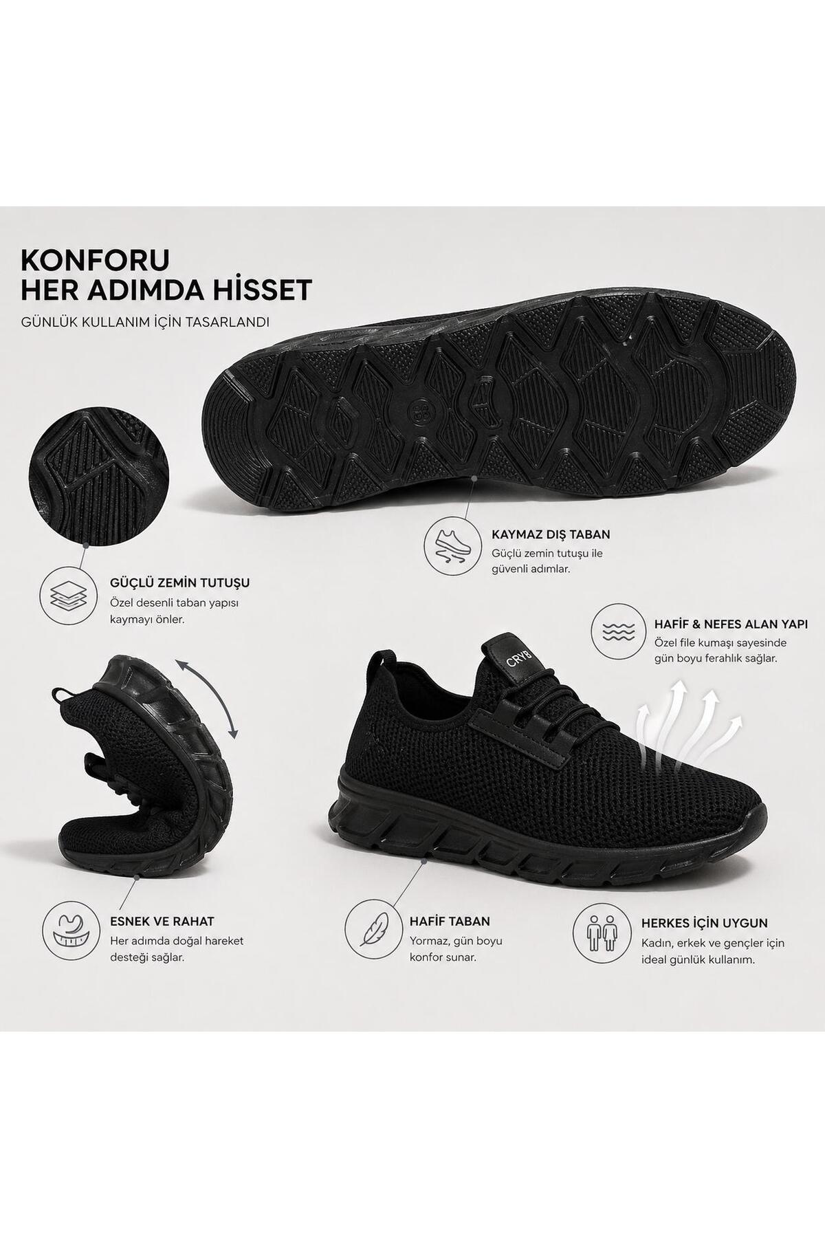 crybrands CRYB Günlük Rahat Hafif Fileli Unisex Spor Ayakkabı, Kaymaz Taban Slip-On görsel 2