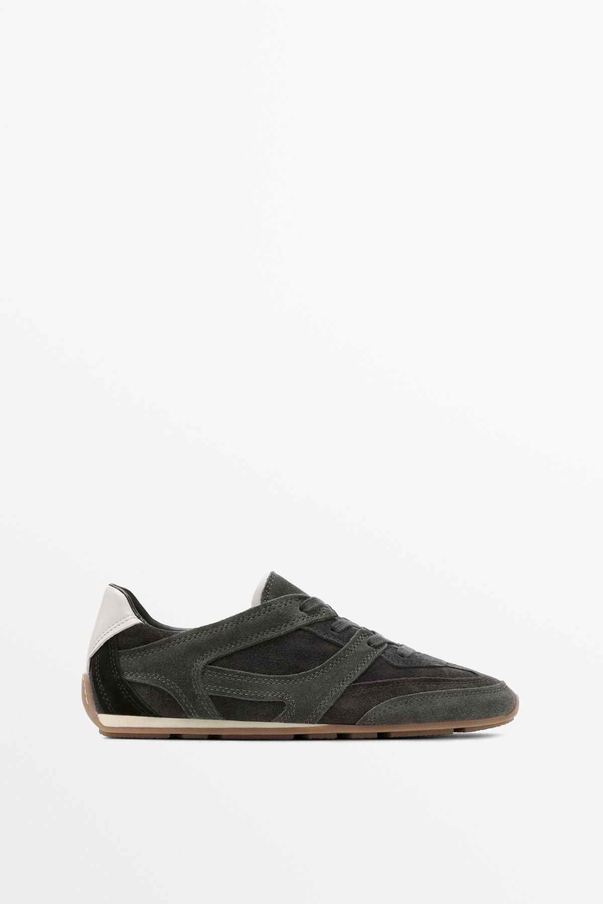 Contrast leather sneakers