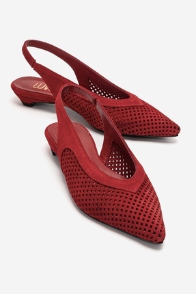 luvishoes LIEVE Kırmızı Süet Hakiki Deri Kadın Alçak Topuklu Ayakkabı