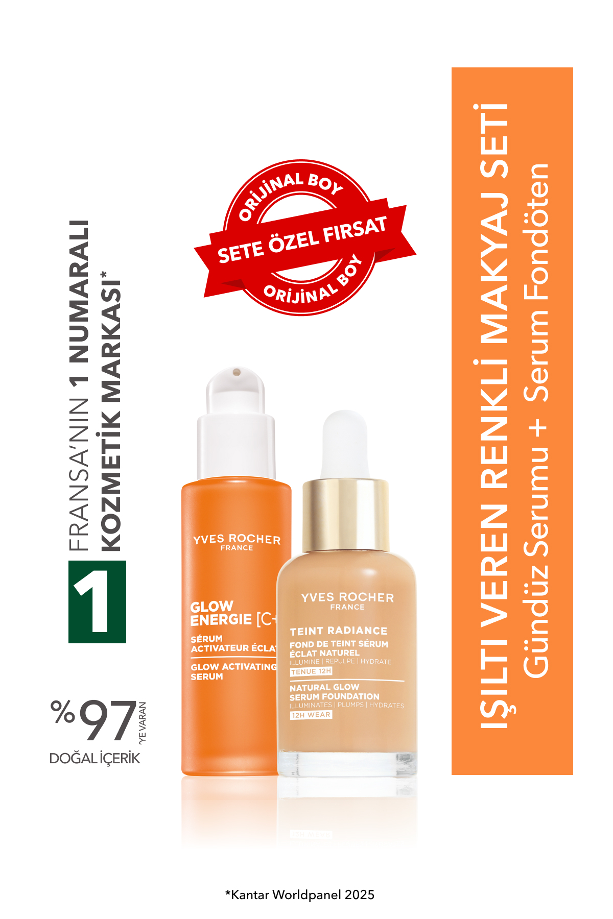 Yves Rocher Işıltı Veren Renkli Makyaj Seti- Serum Fondöten 30ml & Serum 30 ml- Naturel 100 - Fiyatı, Yorumları