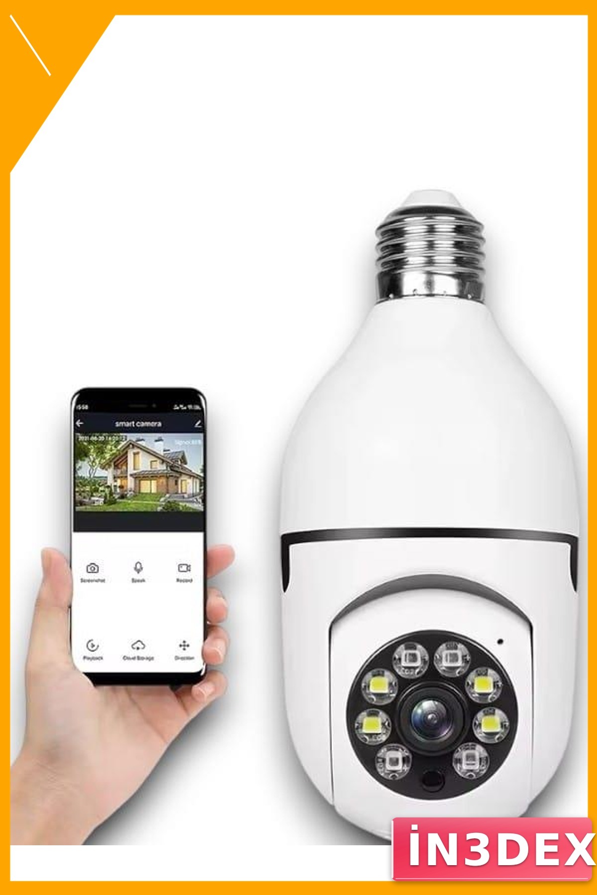 360 Derece Dönen WiFi Kamera E27 Duy Gece Görüşlü