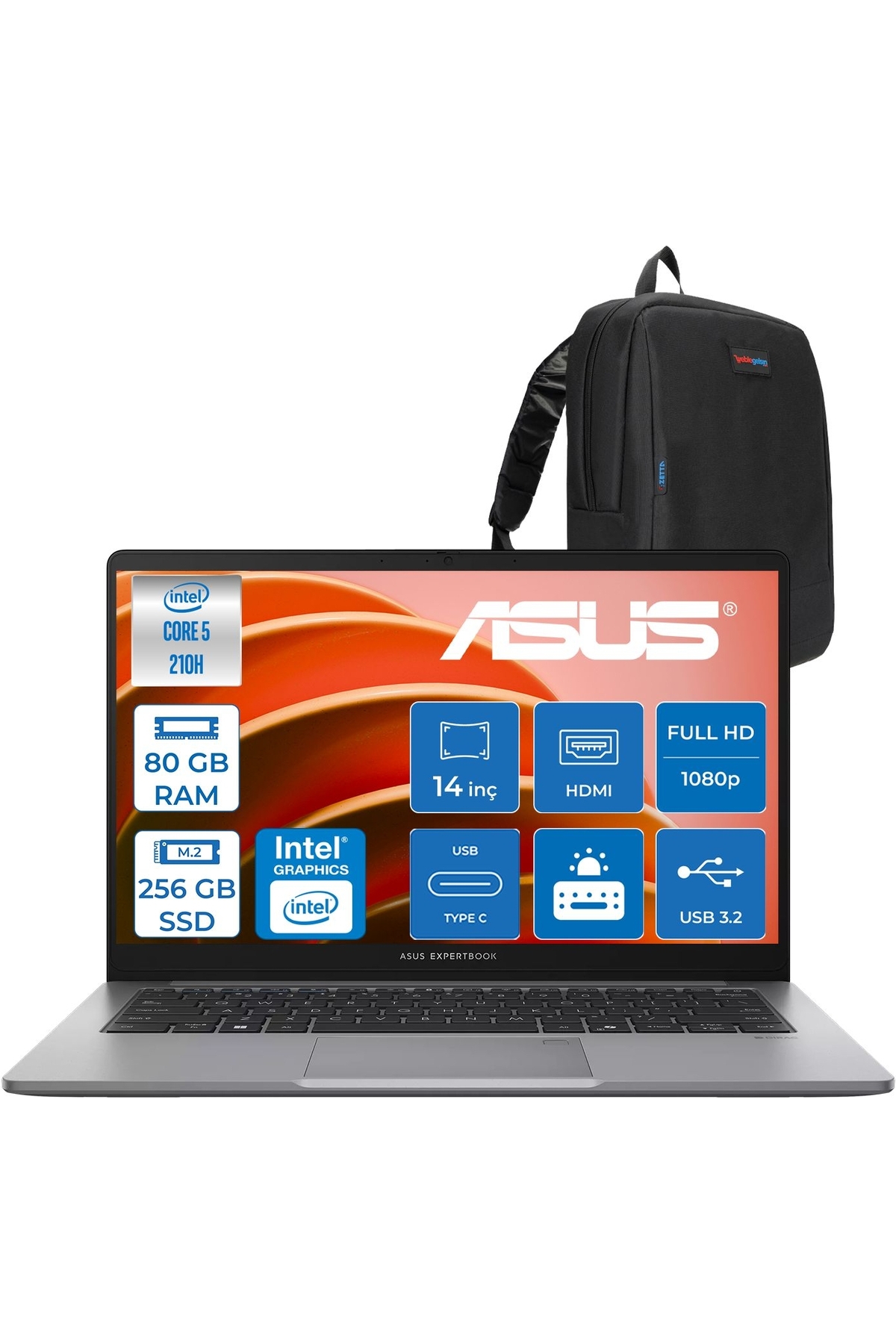 ASUS Expertbook P1 P1403CVA Intel® Core™ 5 210H 80GB Ddr5 256GB