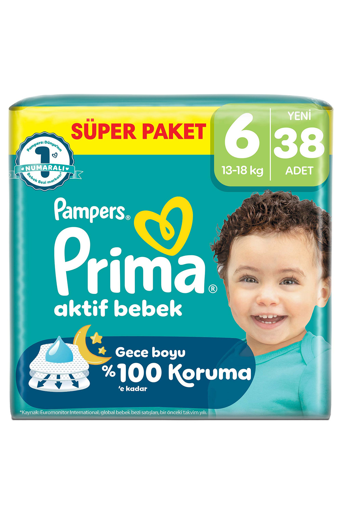 Prima Bebek Bezi Aktif Bebek Süper Paket 6 Beden 38 Adet