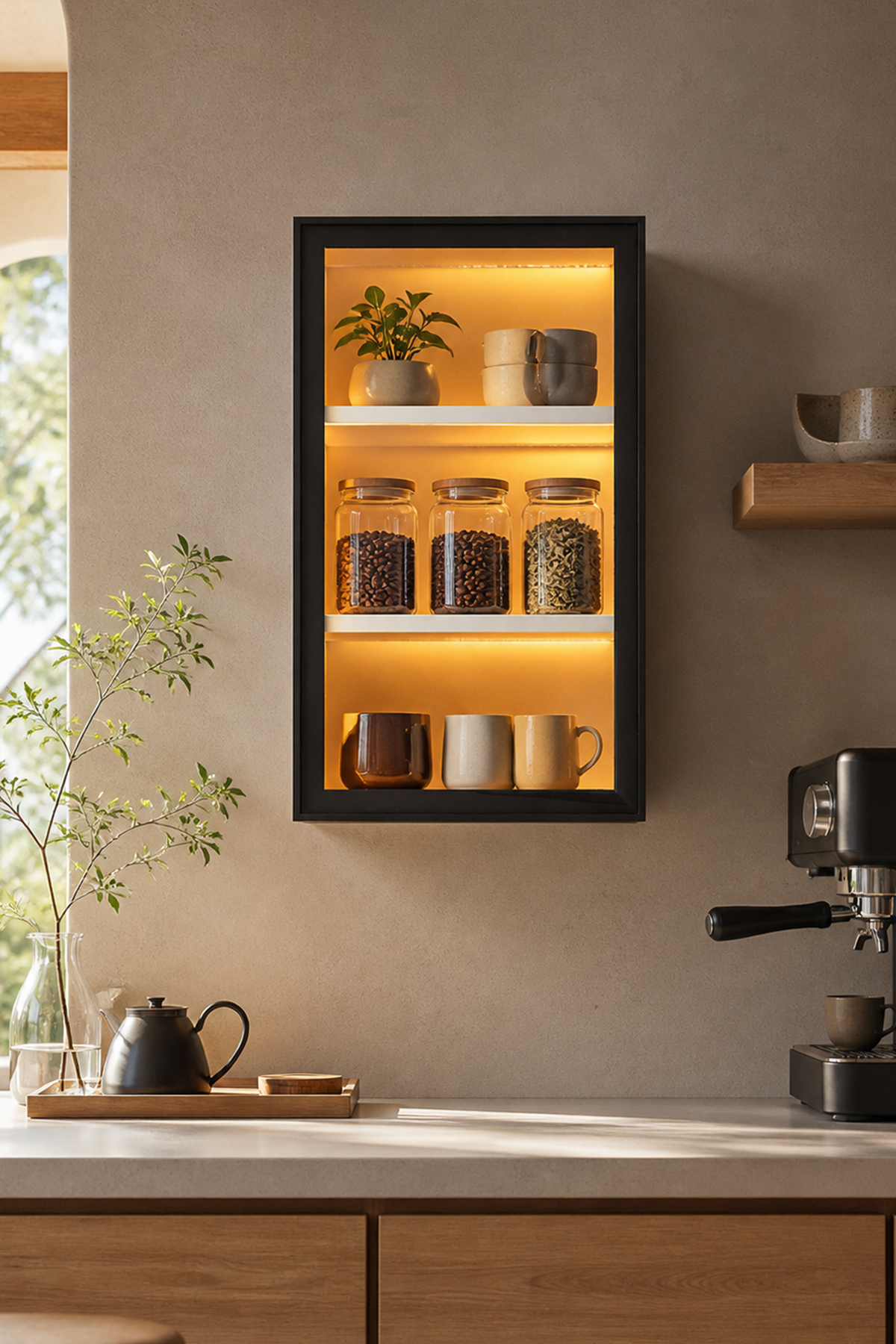 Orea Cabinet Top Additional Module Single Door Tempered Glass Multipurpose Cabinet with Led Light