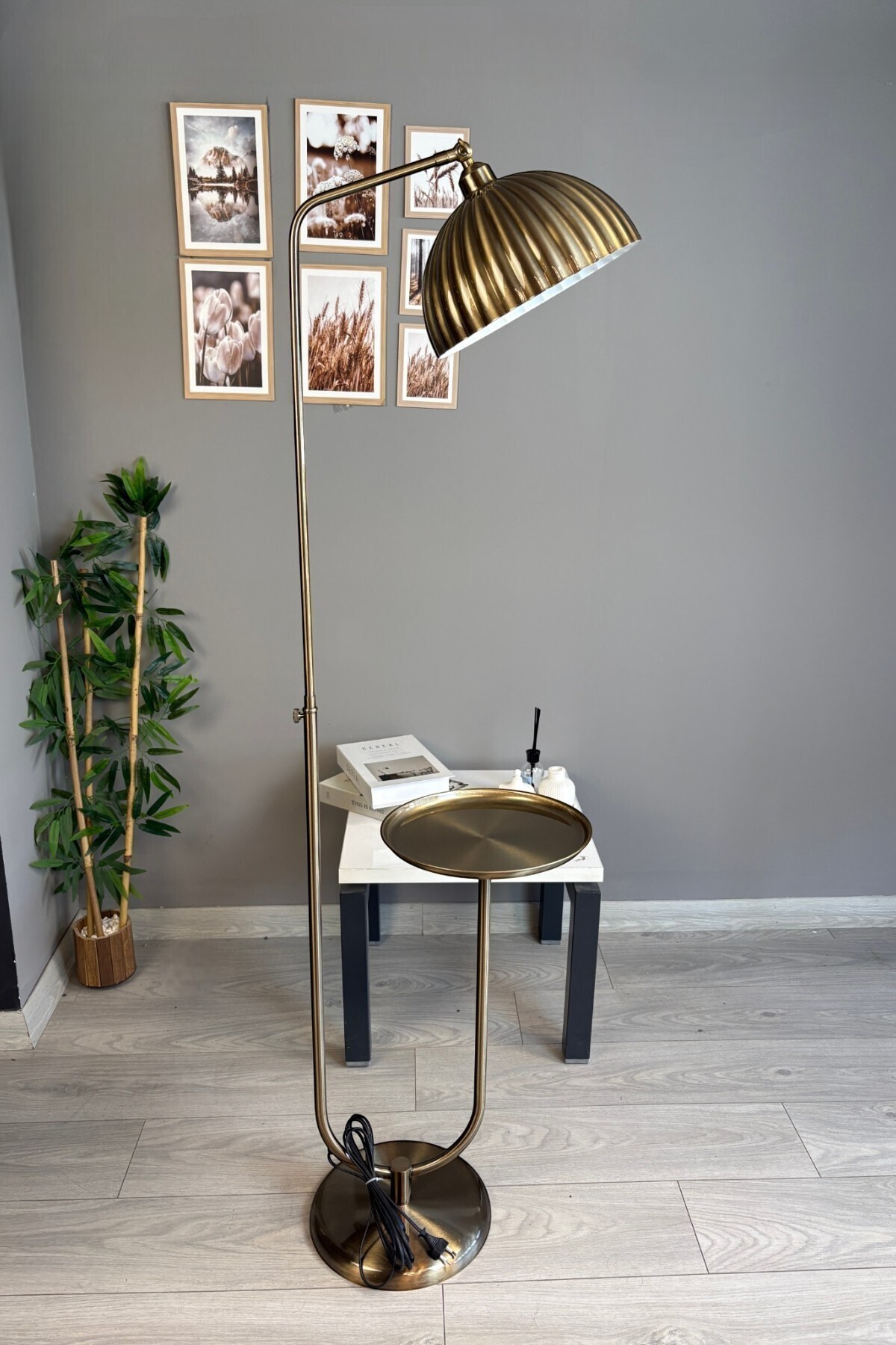Orvian Floor Lamp Antiquated Flat Body U Tray Movable Head Modern Metal Living Room Study Room