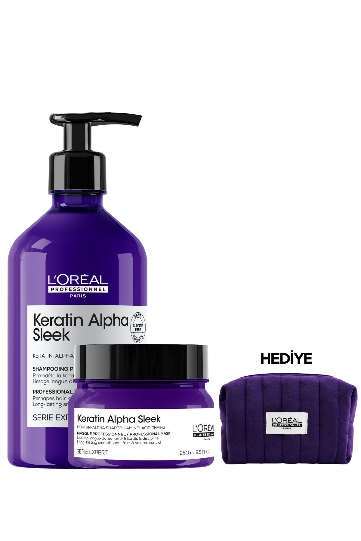 L'oreal Professionnel Serie Expert Keratin Alpha Sleek Nemlendiren Düzleştirici Bakım Seti — 3474637335724S2