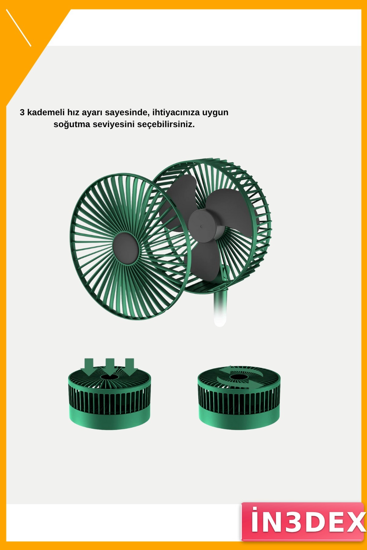 Taşınabilir Şarjlı Mini Fan 3 Kademeli Hız Ayarlı Katlanabilir