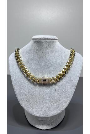 Valaris Jewelry Luxury Gold Cuban Chain Kolye | Zirkon Taş Detaylı Premium Ka...