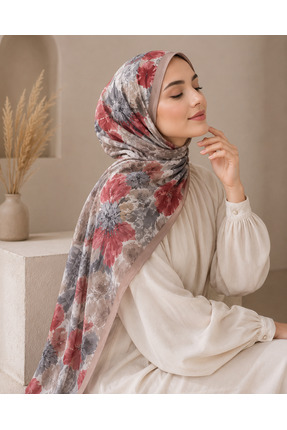 SNY Butik BAMBU KRAŞ ARTEMİS DESEN ŞAL /BORDO