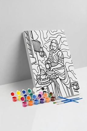 Yatinks Sütçü Kız Desenli Mandala Tuval Boyama Seti 40x50 cm
