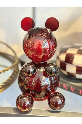 zepce design Dekoratif Cam Ayıcık Yumi Bear Bordo
