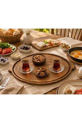 Luna Ahşap Ahşap Oval Tepsi, Ahşap Sunum Tepsisi
