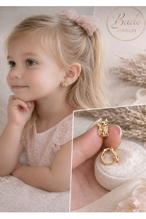 Bade Jewelry Xuping Kedili Çocuk Küpesi