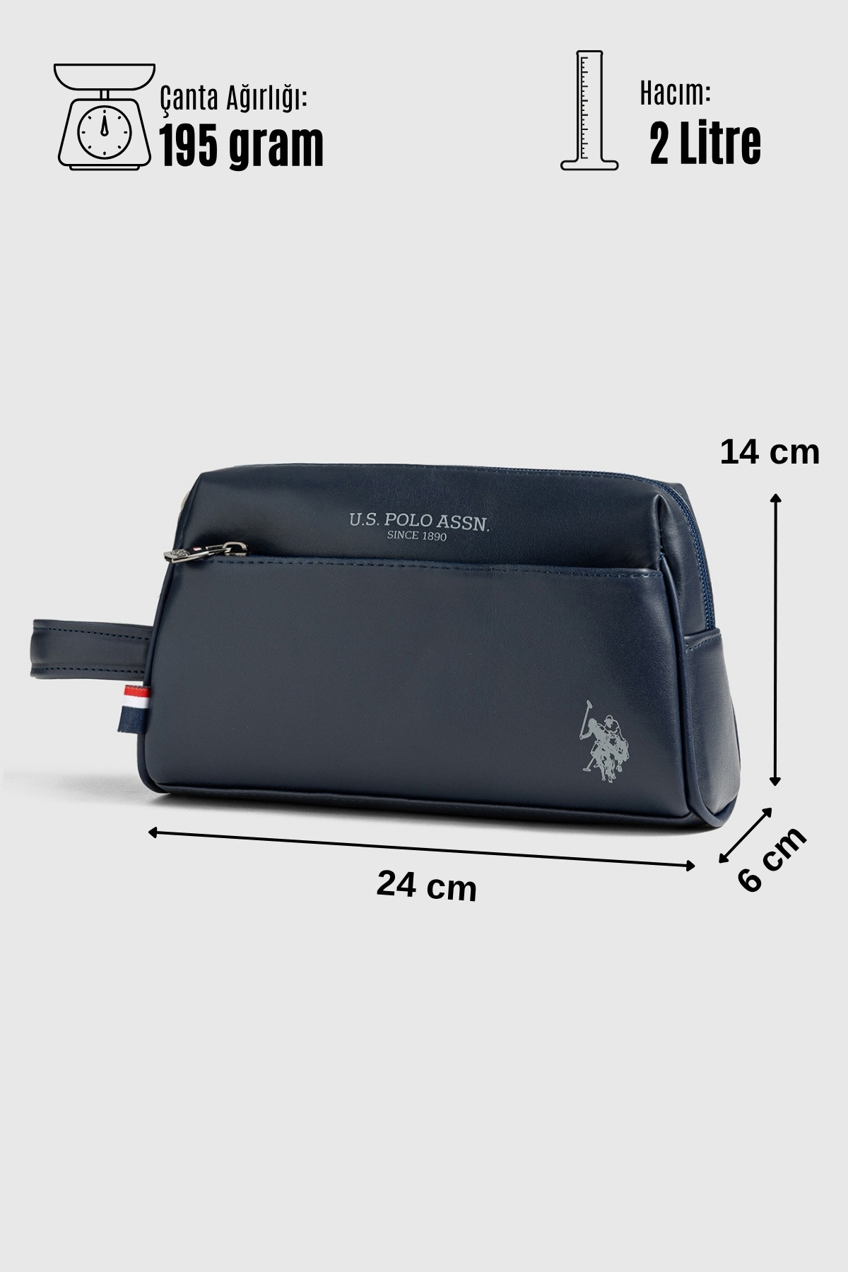 U.S. Polo Assn. 26046-26047 El Portföy El Çantası Clutch Çanta Traş Çantası LACİVERT görsel 6