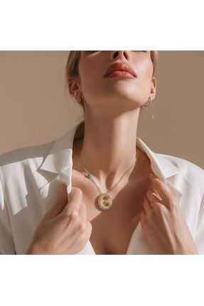 H&S AKSESUAR 14K Gold Kaplama G Harf Kolye Zirkon Taşlı Nazar Boncuklu Minima...