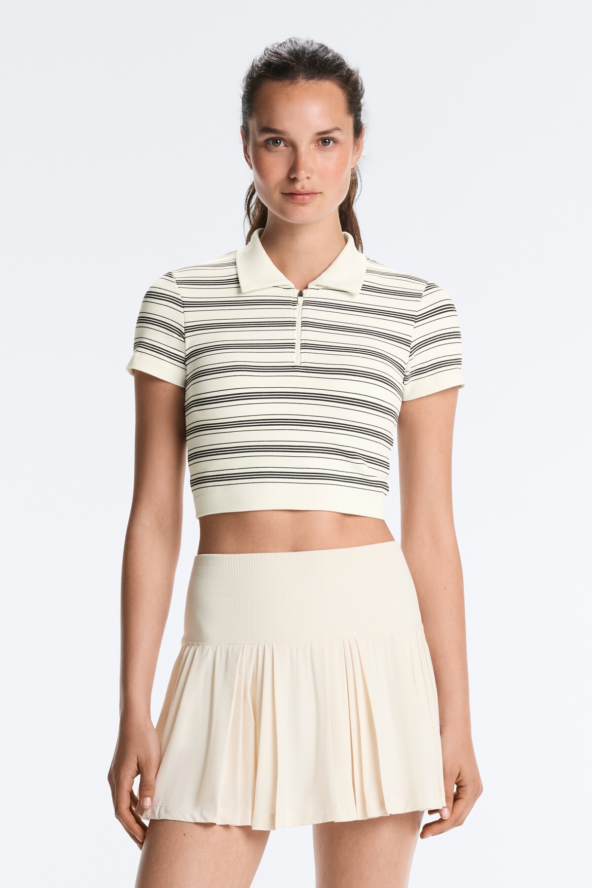 Seamless striped short sleeve polo
