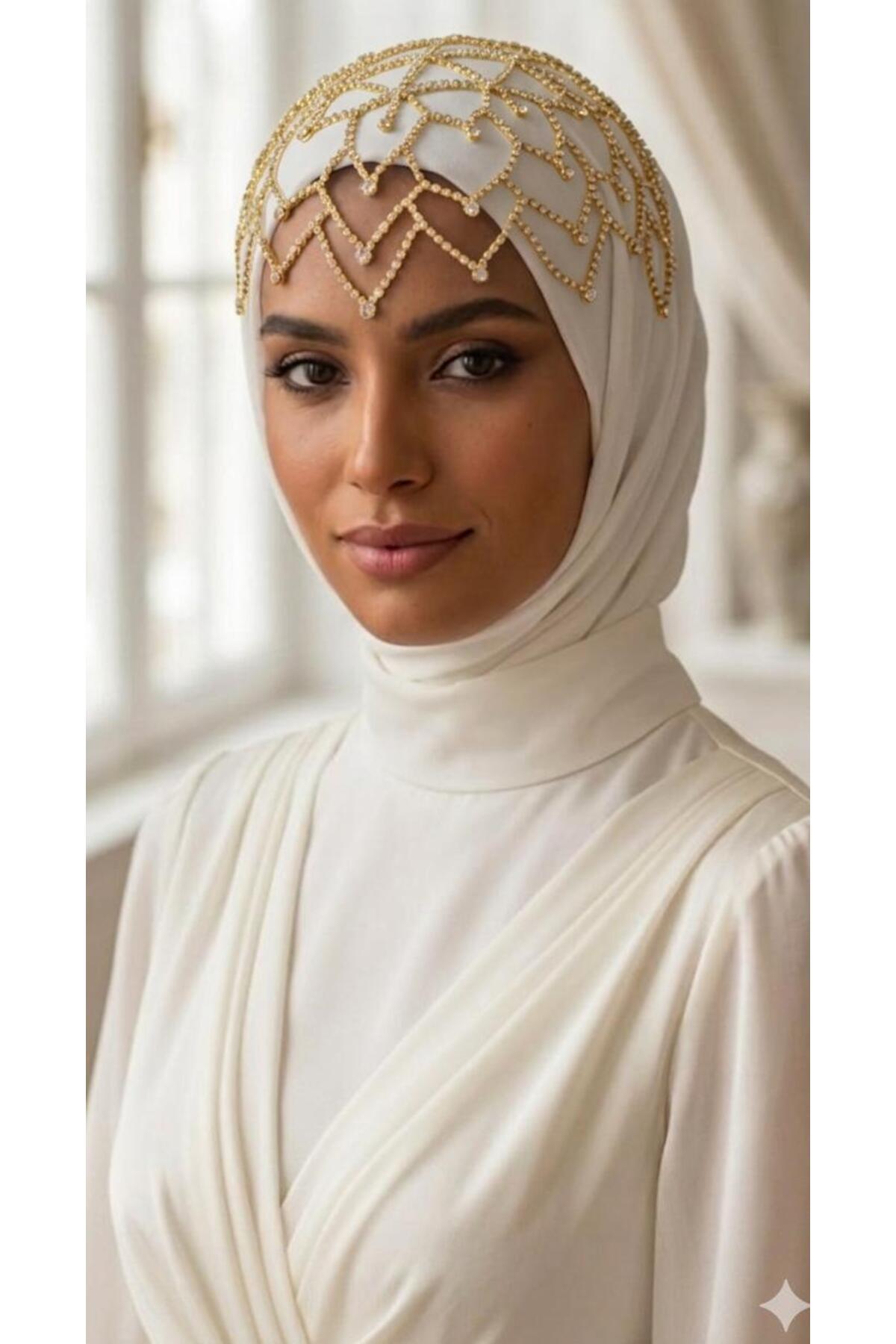 Zanora إكسسوار شعر مطلي بالذهب مع أحجار فضية - متجر لولوا LULUAA STORE