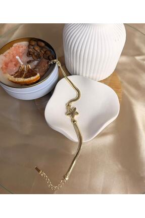 ANKA JEWELLRY YILDIZ ÇİÇEK FİGÜRLÜ GOLD RENK ÇELİK KADIN BİLEKLİK