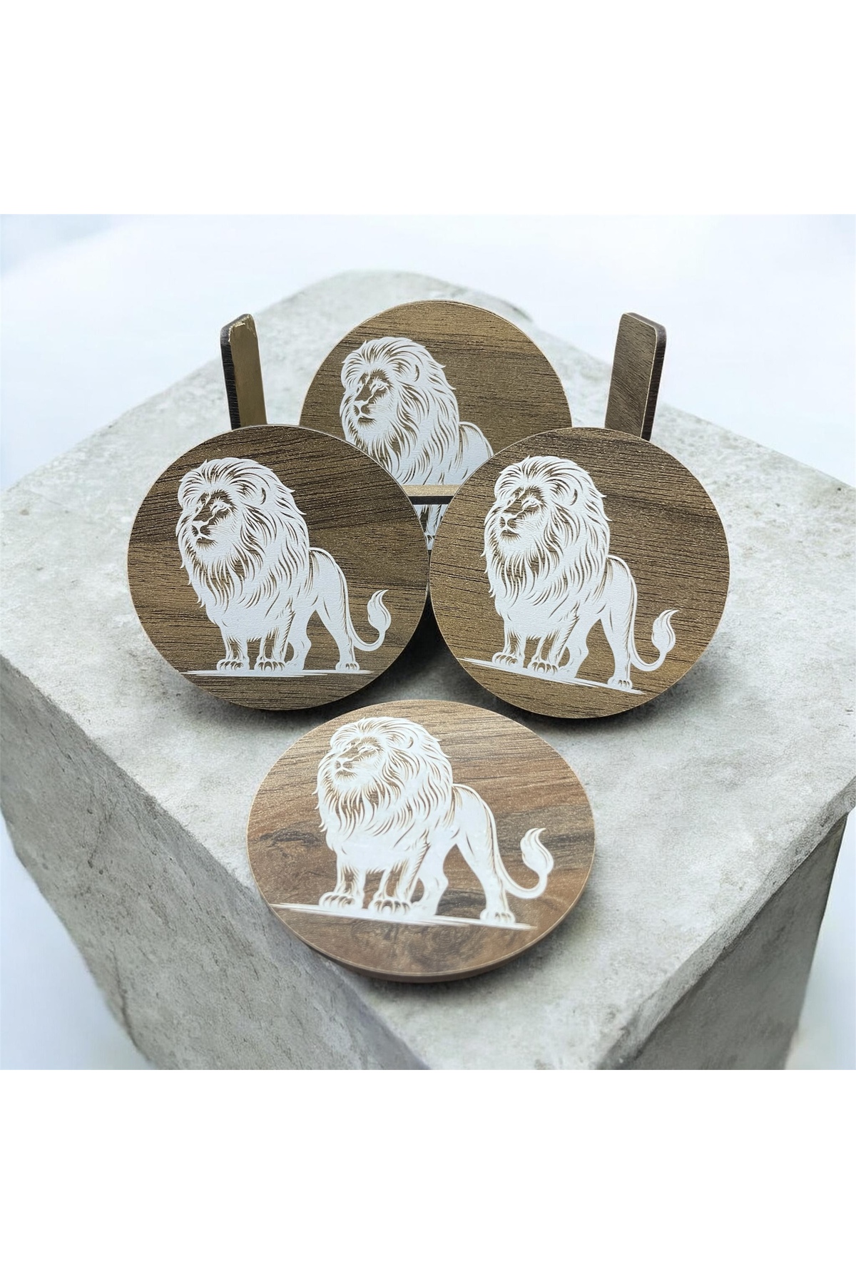 6 Lı Mdf Bardak Altlığı Dekoratif ECCECA1048 - Görsel 3