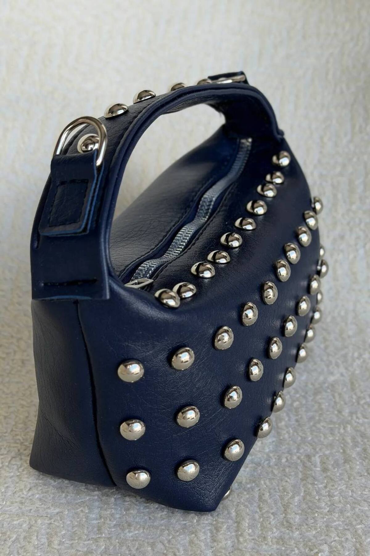 Navy Blue AUİSSE Women's Stud-Detail Handbag and Shoulder Bag görünüm 2