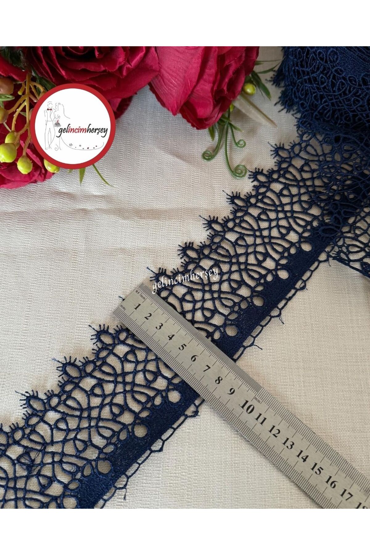 Gelincimherşey Lacivert Sarmaşık Dantel Güpür 8 cm 4.5 Metre - Fiyatı