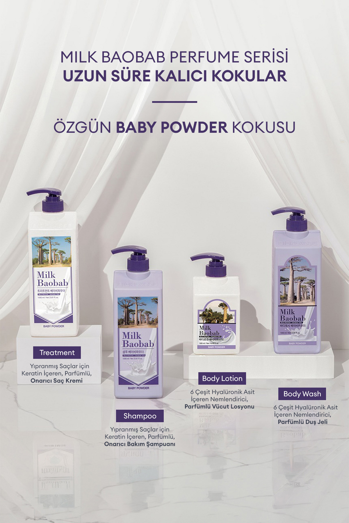 6 Hyalüronik Asitle Nemlendiren Parfümlü Vücut Losyonu Perfume Body Lotion (Baby Powder) — BAOBAB-LOTION-01 — تصویر 9 از 9