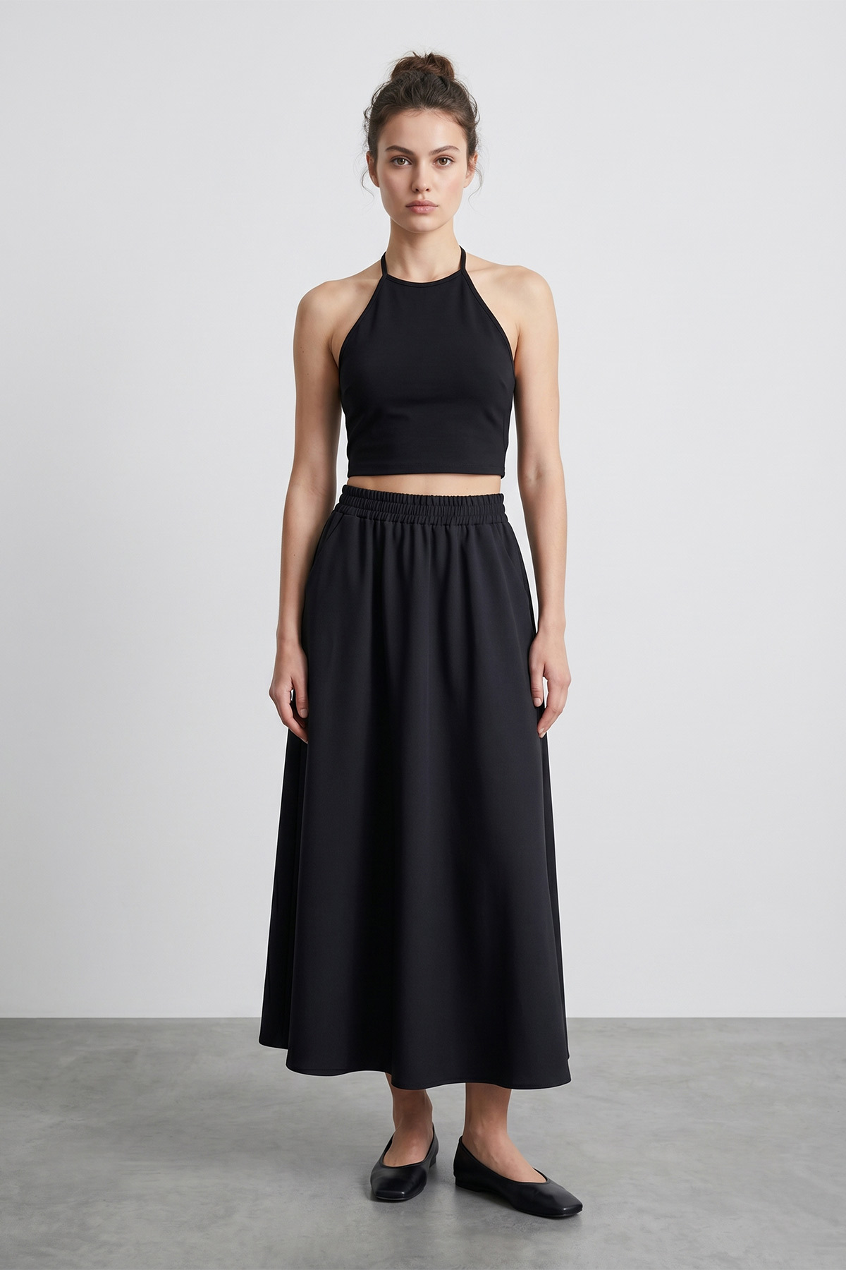 Fulla Moda Beli Lastikli Cepli Maxi Boy Etek görsel 2