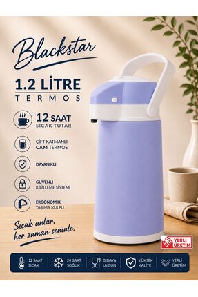 Blackstar 1.2 Litre Su Termosu Çay Termosu Piknik Termosu Lila