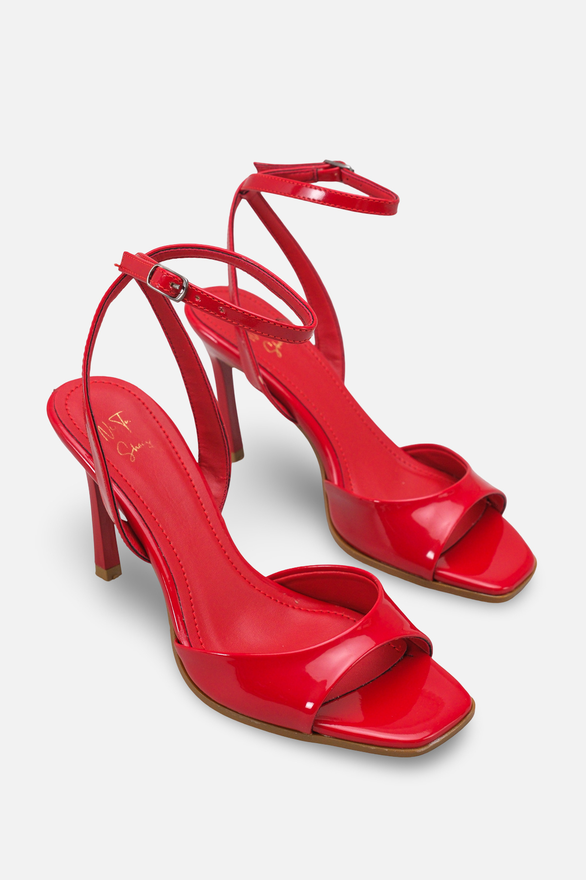 NITU Shoes Kırmızı Rugan Bilekten Bağlamalı Yüksek Topuklu Ayakkabı