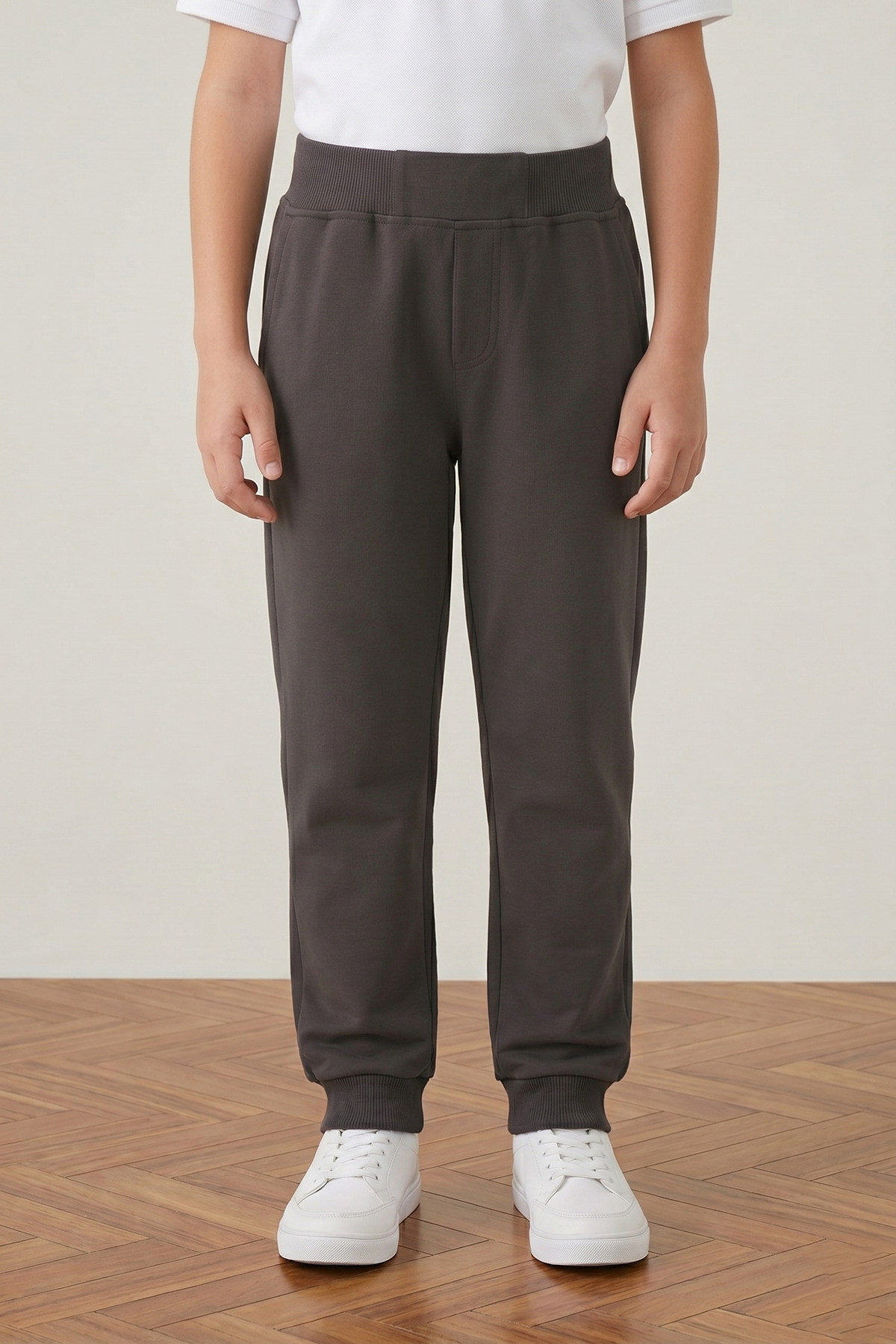 nacar çarşı Unisex Children's 2-Thread Seasonal Ribbed Waist Elasticated Cuffed Compact Smoked Combed Cotton Trousers Sweatpants for School and Daily Use