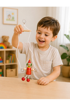 BASEL MAİSON Ahşap İpli Kukla (15 cm)