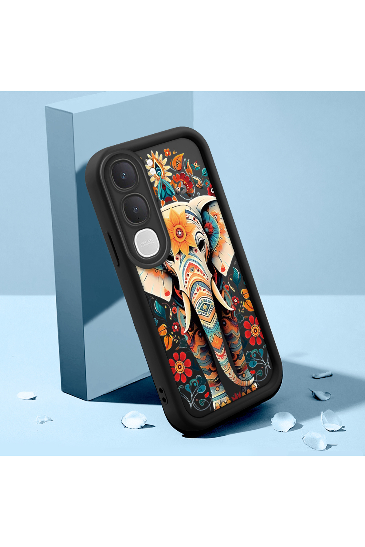 Vivo Y31 5G Compatible Elephant Black Pattern camera protective case Silicone Couple Phone Case