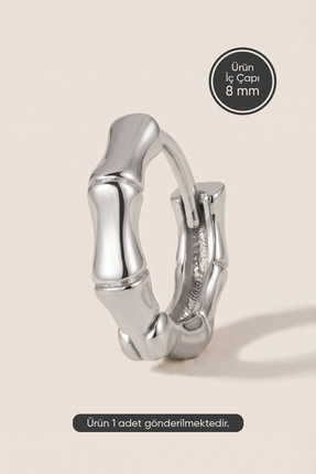 Hetra Gümüş Renkli Cerrahi Çelik Taşsız Bambu Formlu Halka Piercing – Helix, ...