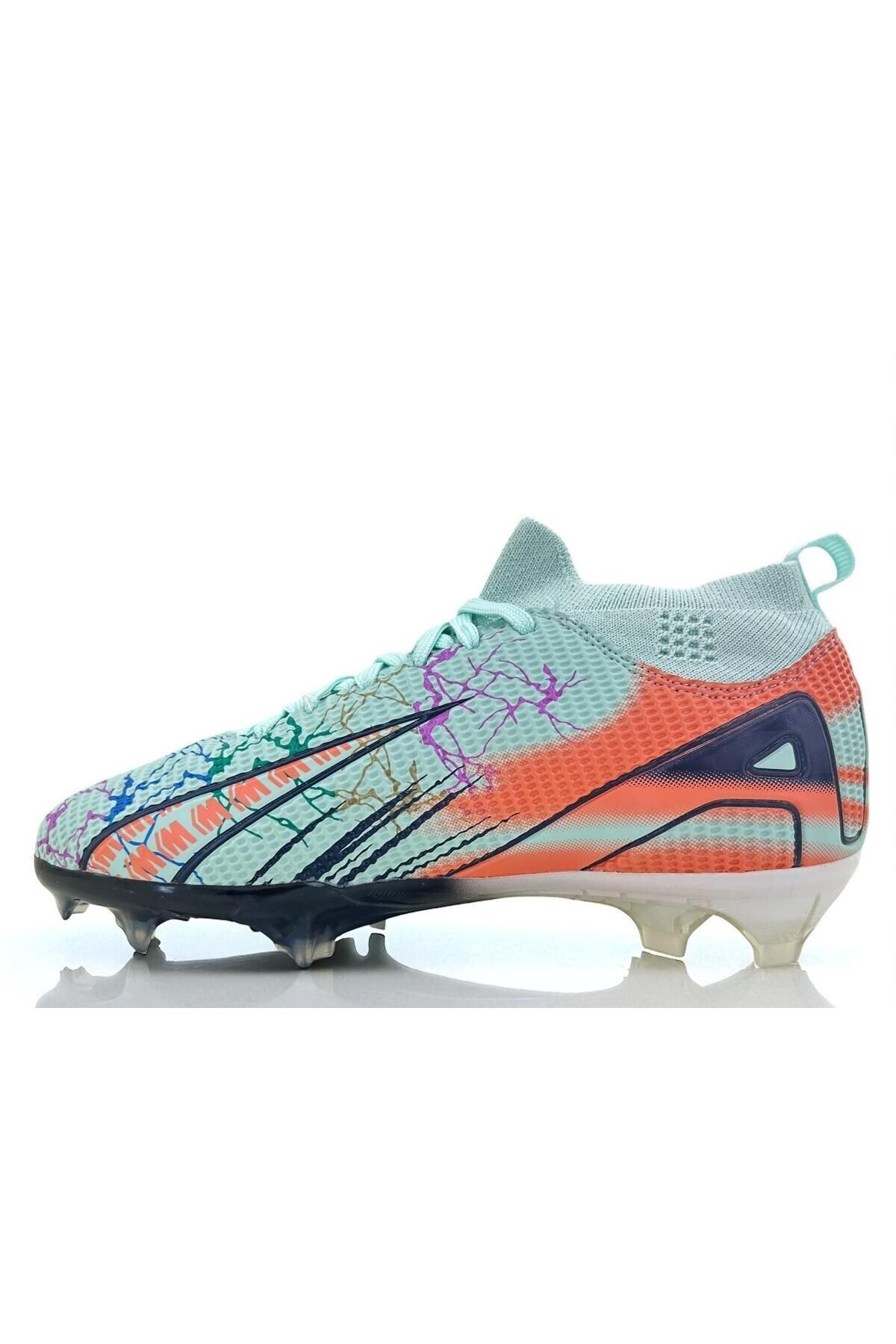 Bağcıklı Unisex Krampon Mint Renk Futbol Ayakkabısı Sahada ve Antrenmanda Kullanıma Uygun