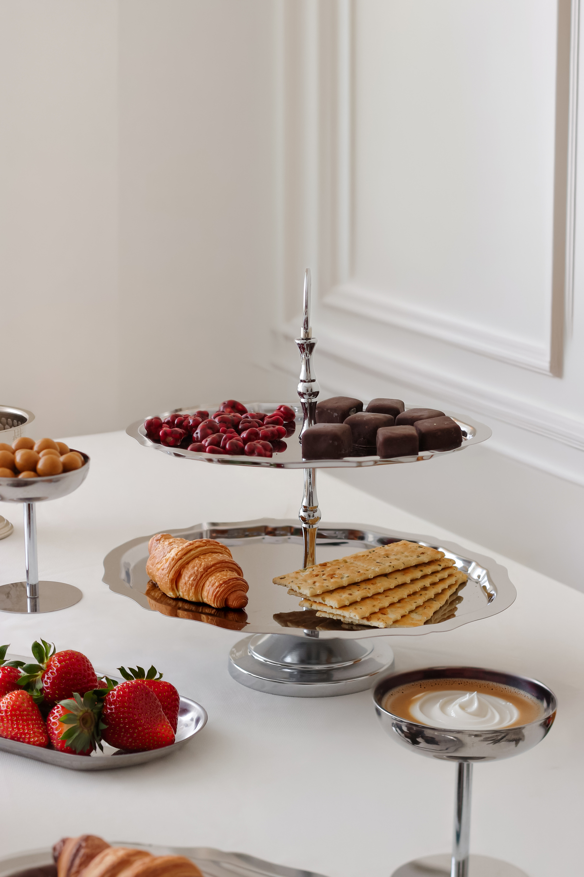 DOUBLE DECK STAINLESS STEEL PRESENTATION TRAY / STEEL CATERING BOWL