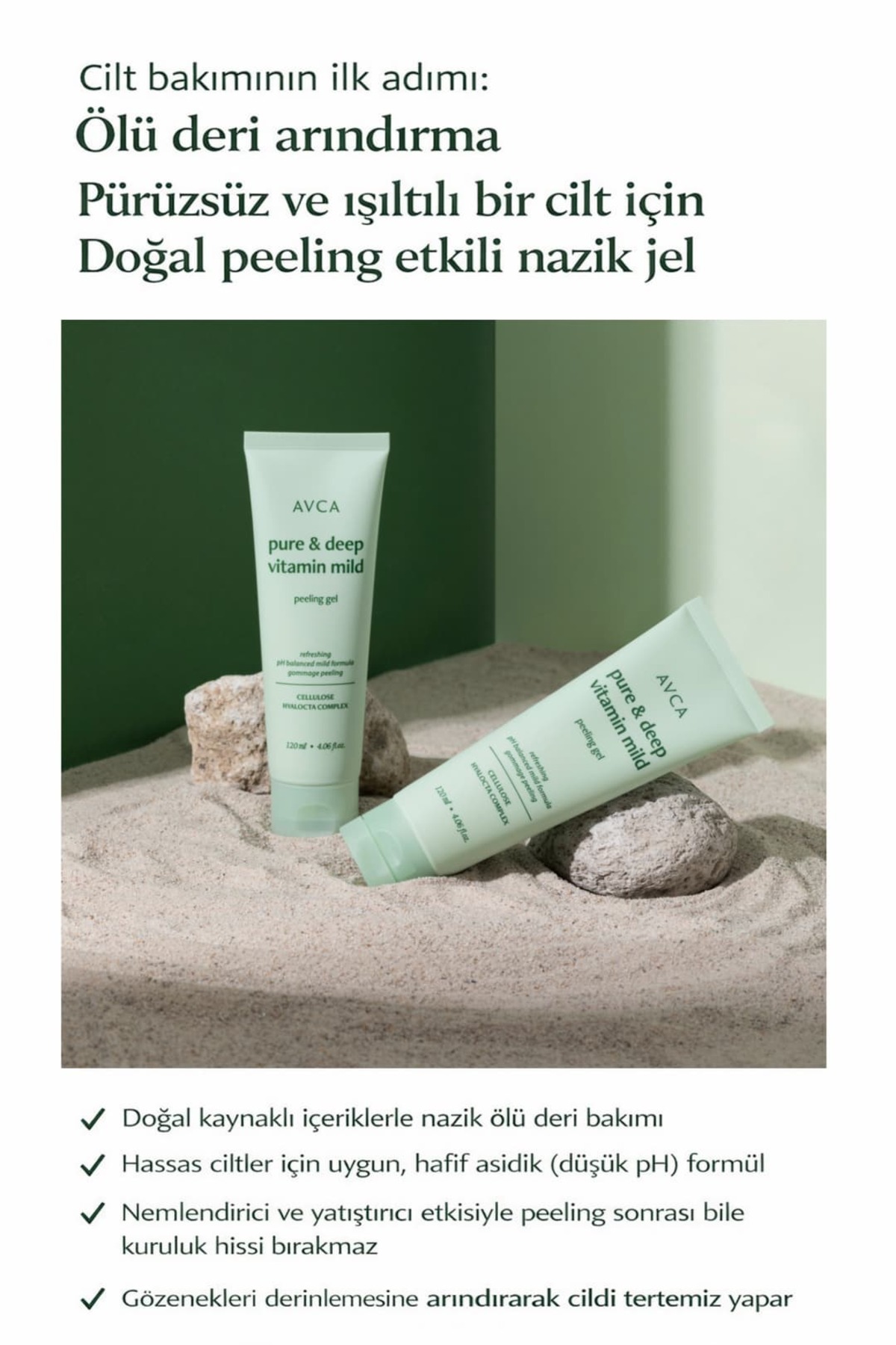 Hassas Ciltler İçin Arındırıcı Peeling Jel 120 ml - Ölü Deri Görünümüne Karşı Nazik Yüz Peelingi — AVC-PEEL-VIT-120 — تصویر 7 از 8