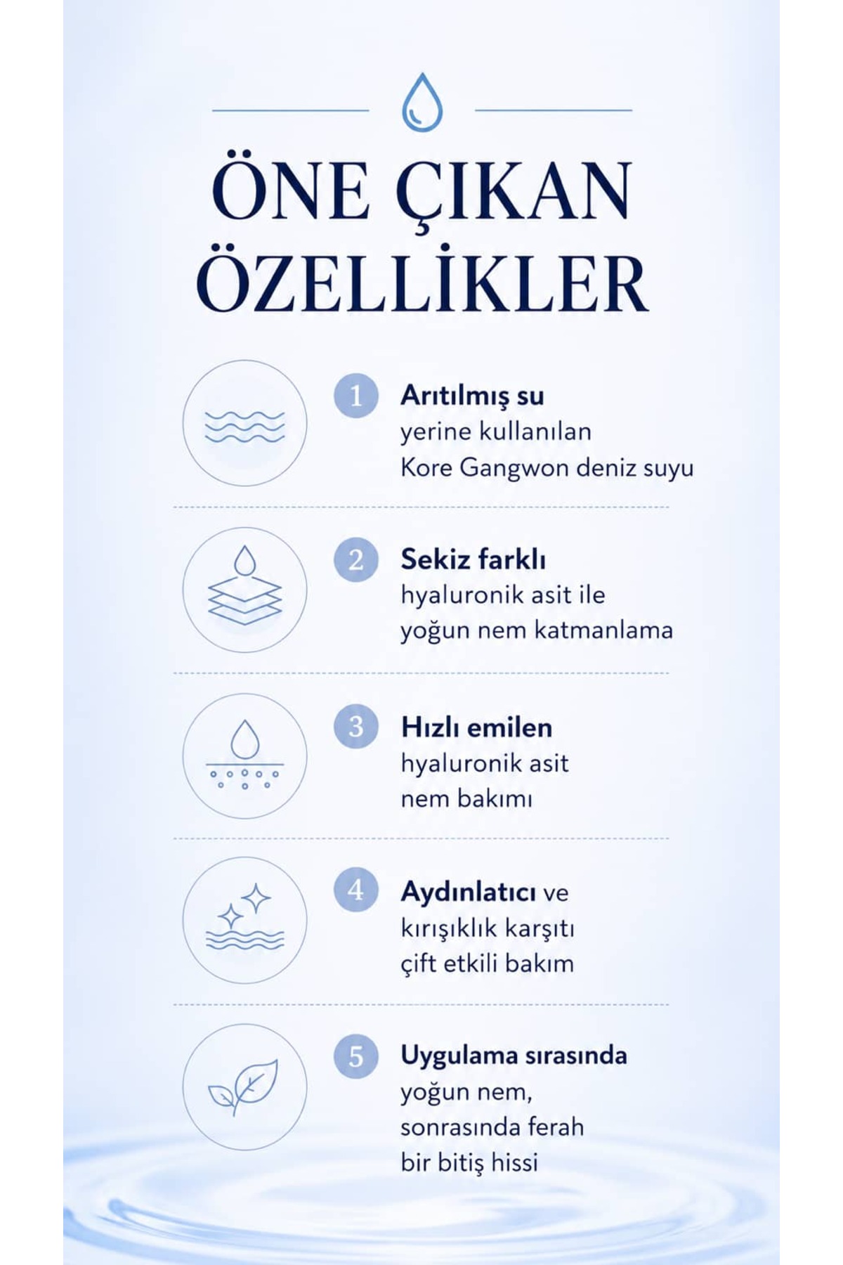 8 Çeşit Hyaluronik Asit ve Deniz Suyu İçeren Yoğun Nemlendirici, Kırışıklık Karşıtı, Aydınlatıcı Ampul - True Moisture Hyaluronic Acid Ampoule Serum 100 ml — AVC-AMP-HYA-100 — تصویر 6 از 8