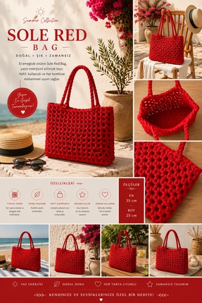 İLMEKK & ATELİER SOLE RED El Yapımı Örgü Çanta