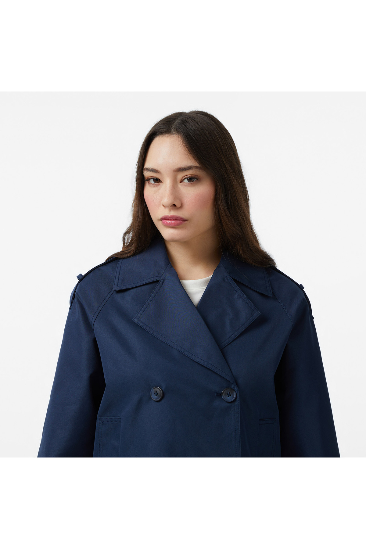 Nautica Kadın Lacivert Regular Fit Trençkot görsel 4