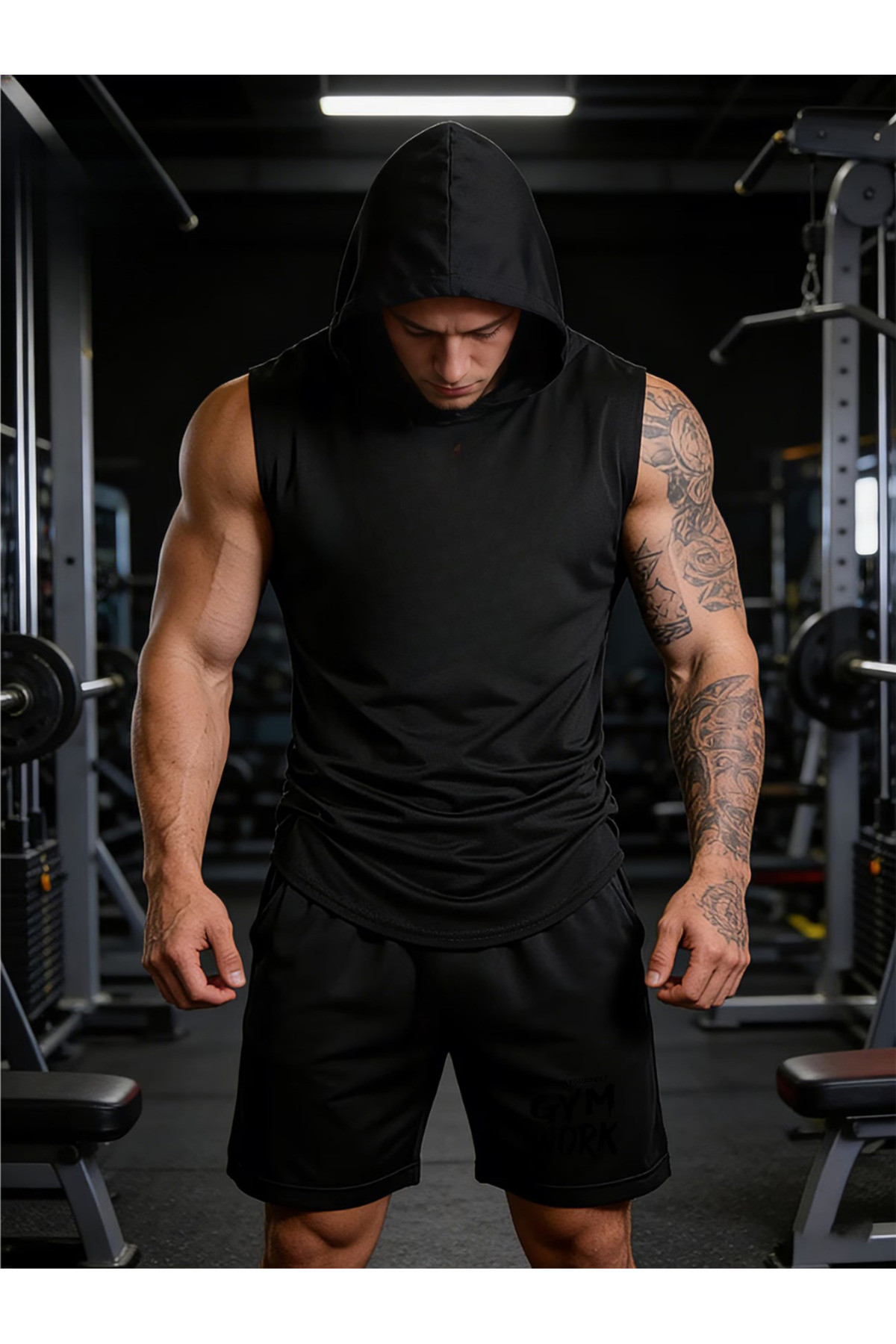 CAZZ SPORTS Kapşonlu Fitness Atleti -GYM Fitness Tank Top -Boks Antrenman Kapşonlu Atleti -Kapşonlu Koşu Egzersiz Atleti