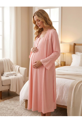 Lohusa Homewear Yeni Sezon Pudra Emzirme Özellikli Rahat Kesim Fisto Keten De...