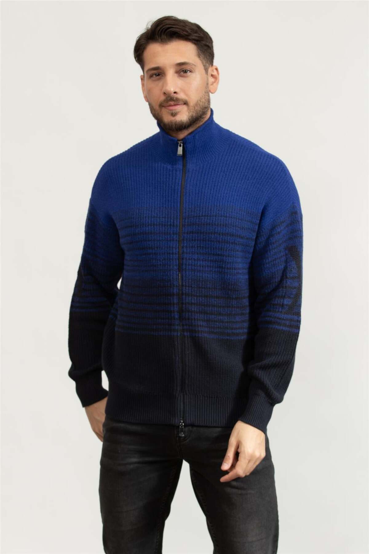 ژاکت کش باف پشمی مردانه سرمه‌ای آرمانی اکسچنج ژاکت کشی Armani Exchange