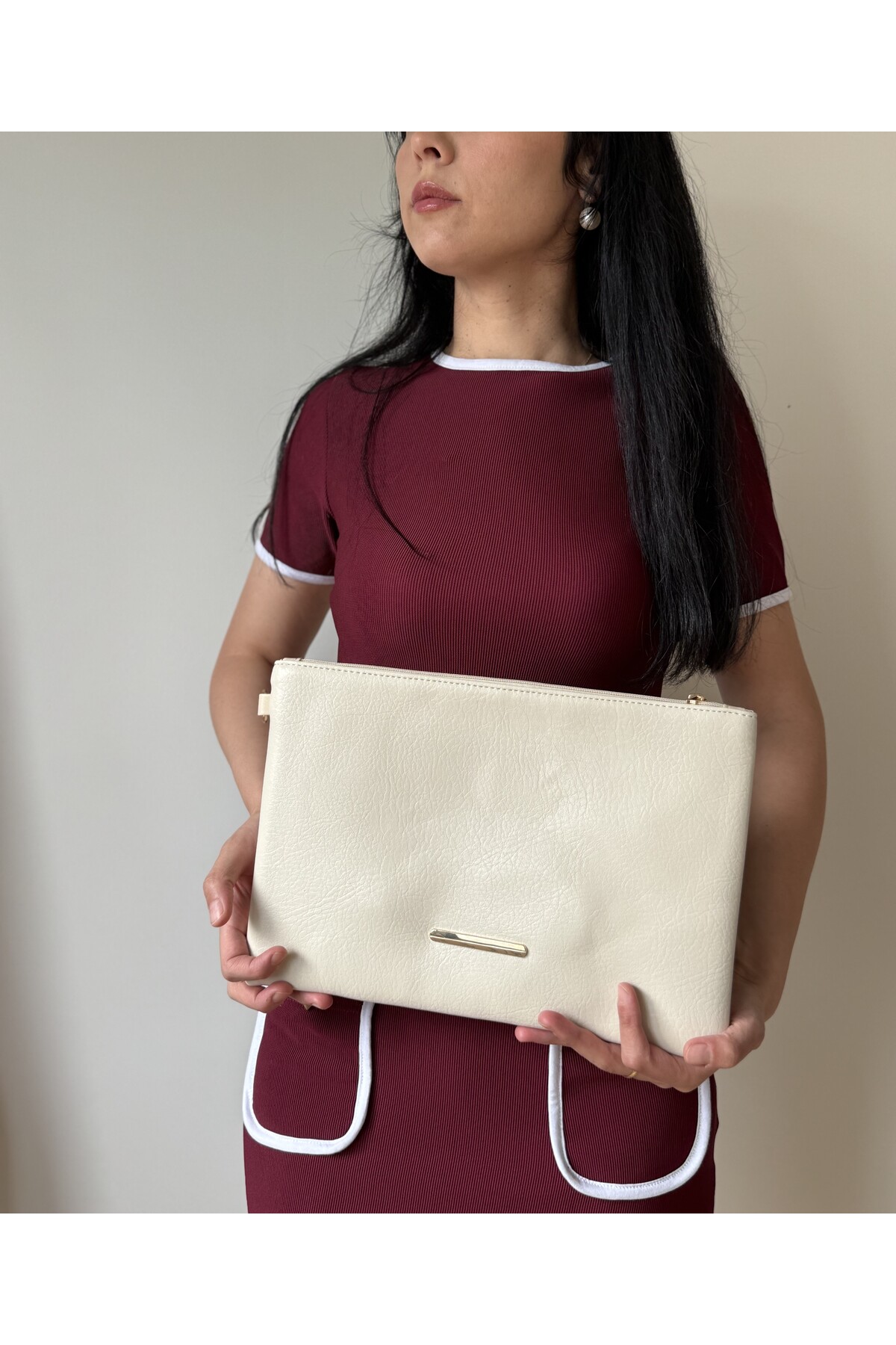 Women's Faux Leather Tablet Size Clutch Bag