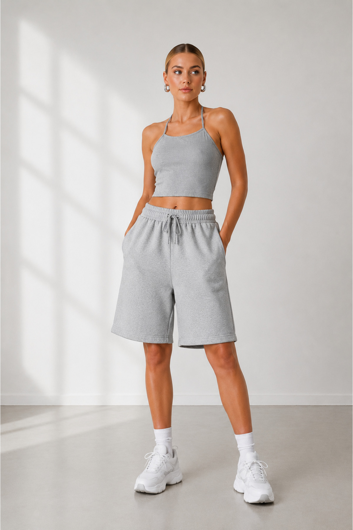 BERYY MODA 2 Adet Siyah-Gri Oversize Kalıp Şort Bermuda Rahat Kalıp Terletmez Yazlık görsel 6
