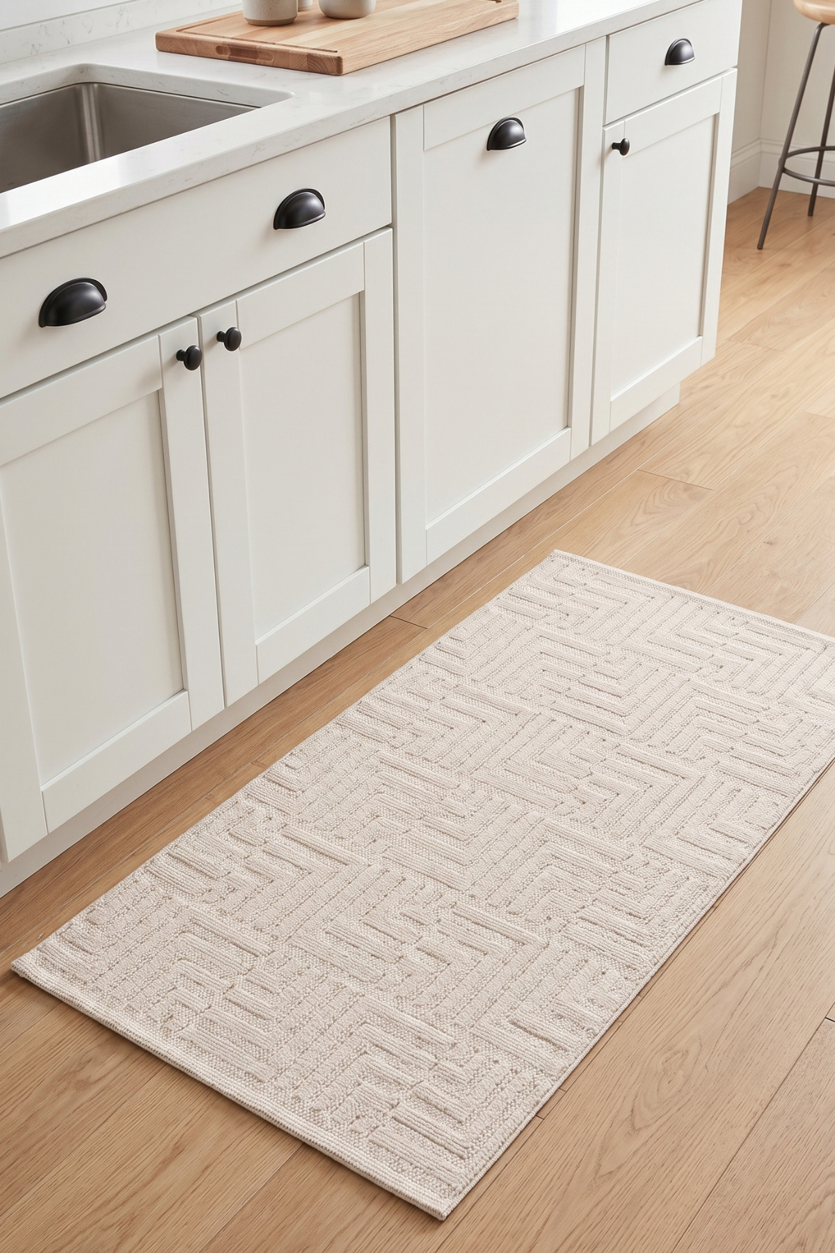 Luna Cream Runner 80x150 cm | 100% Cotton, Washable, For Bathroom, Kitchen and Bedroom