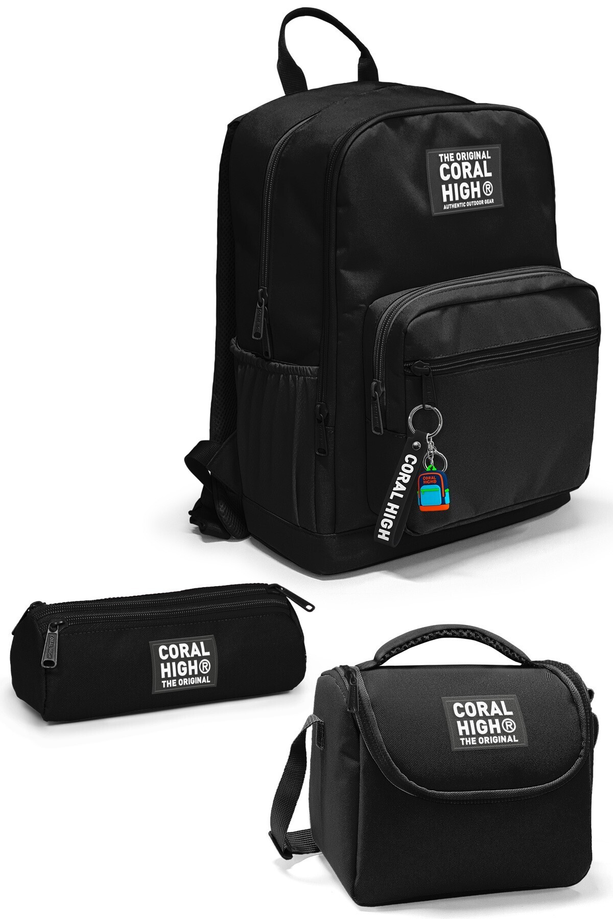 Coral High 3'Lü Okul Çantası Seti 4 Bölmeli Çanta+Thermo Beslenme+