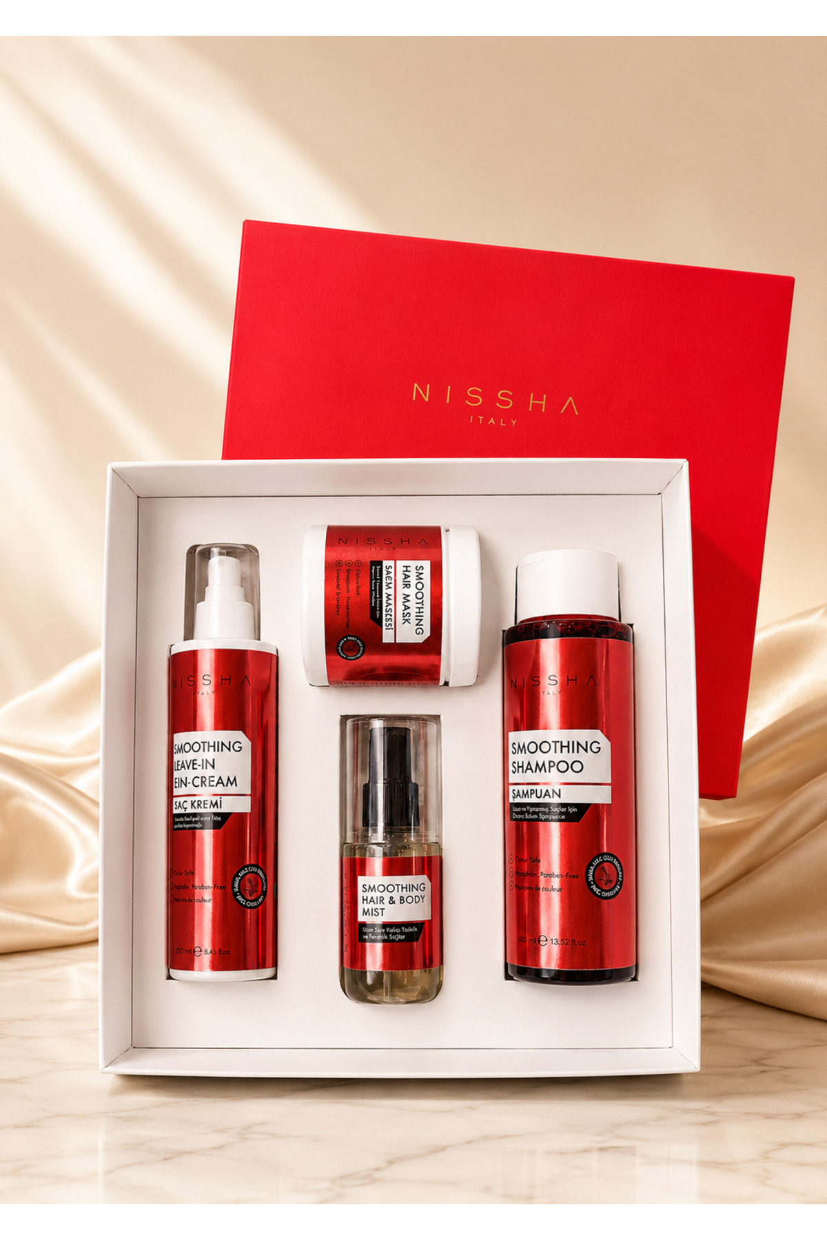 ボディ・フェイスケア no!no!hairsmart NISSHA ITALY Premium 4'lü Kofre Seti - Şampuan, Saç Bakım Maskesi