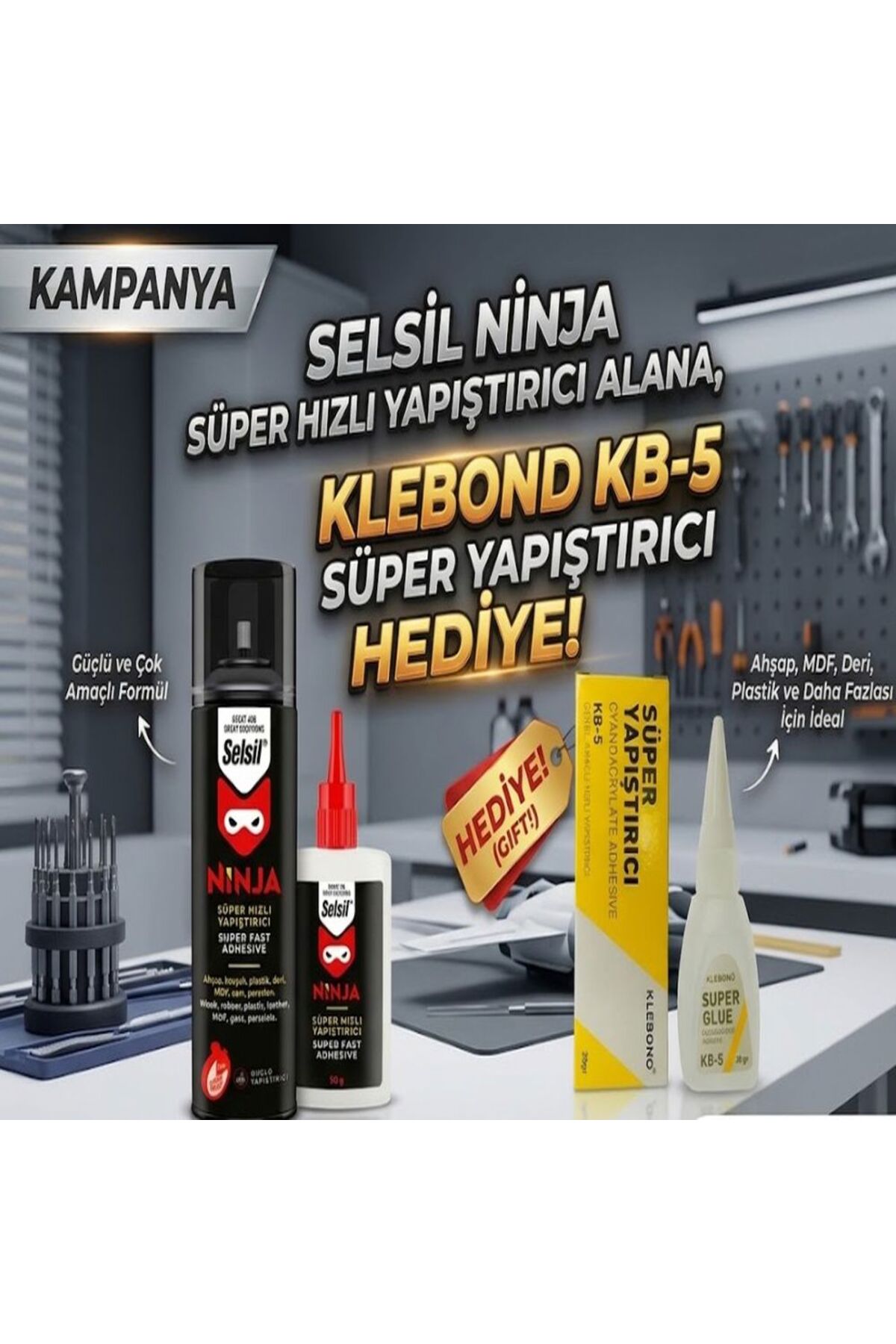 ［即納］一年保証！強力キャビテーション＋ハイパーナイフ＋バキューム＋溶解レーザー Selsil Ninja Süper Yapıştırıcı 200 Ml + 50 gr ve Klebond KB5 Süper