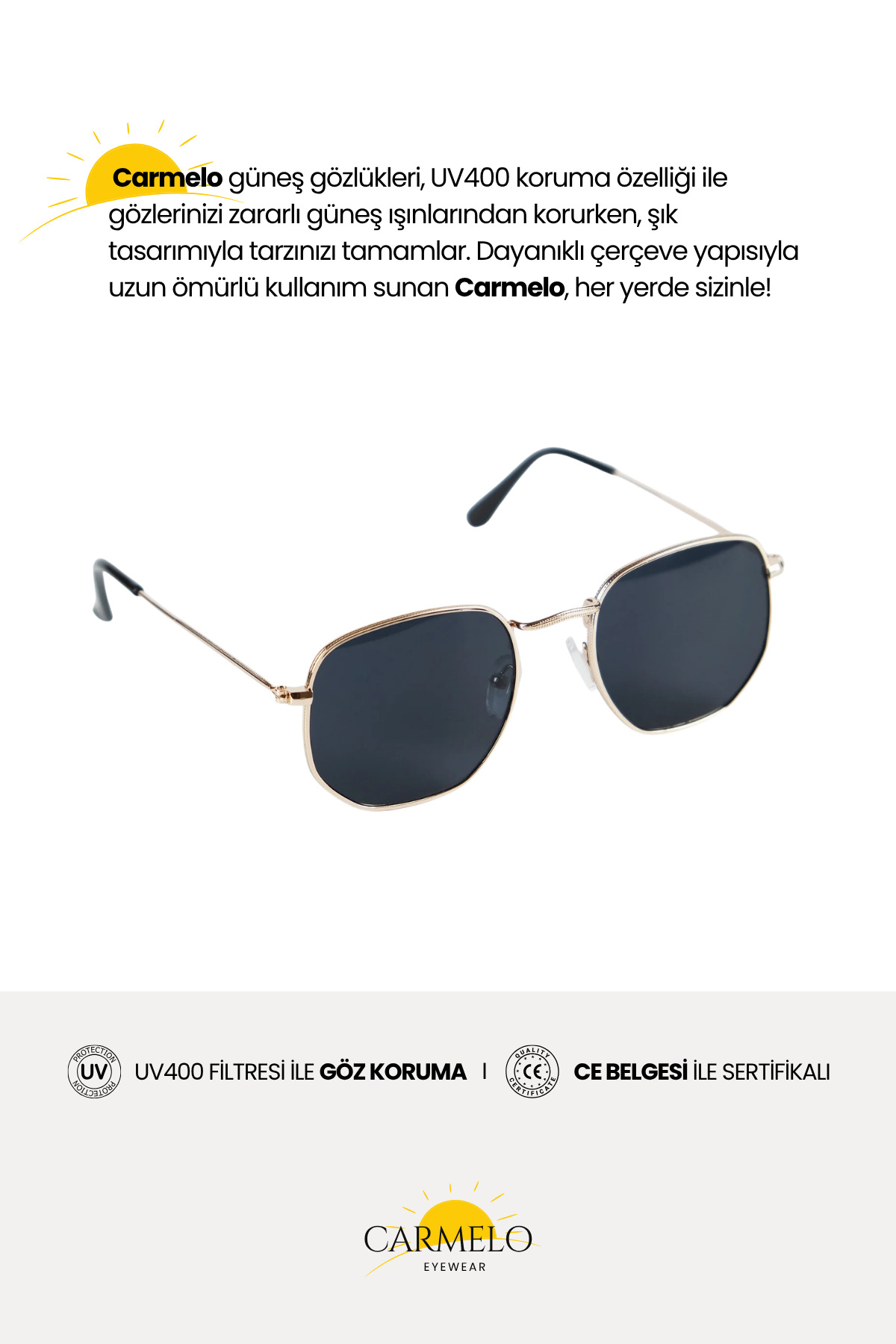 Carmelo Eyewear C02GE032 Gold Erkek Güneş Gözlüğü görsel 3